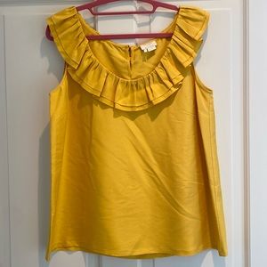 Kate Spade Marigold Silk Ruffle Top Large